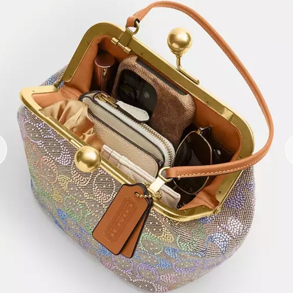 Coach Rainbow Crystal 16 Kisslock Frame Clutch - Excellent, Like New - Picture 6 of 7